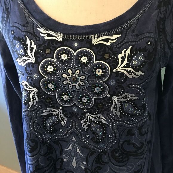 BLEU Cotton Print Top Medium - Picture 6 of 8